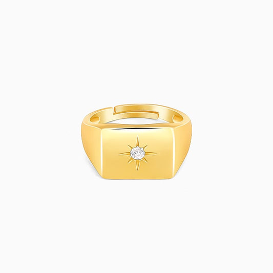 Golden Rise Star Signet Ring for Him (Size 22)