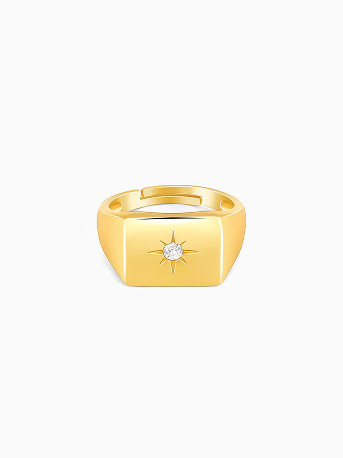 Golden Rise Star Signet Ring for Him (Size 22)