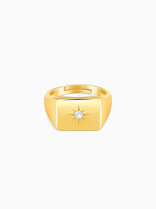 Golden Rise Star Signet Ring for Him (Size 22)