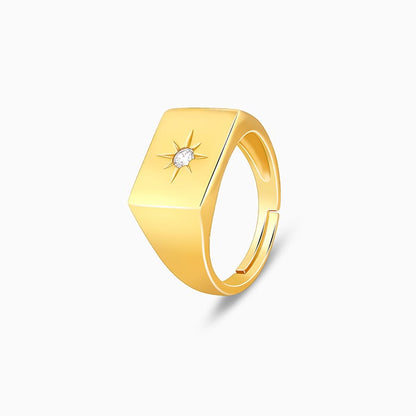 Golden Rise Star Signet Ring for Him (Size 22)