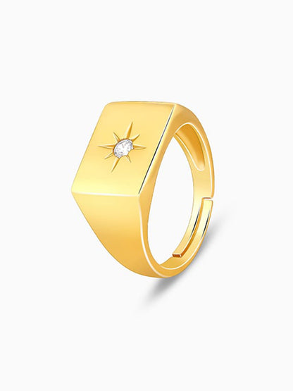 Golden Rise Star Signet Ring for Him (Size 22)