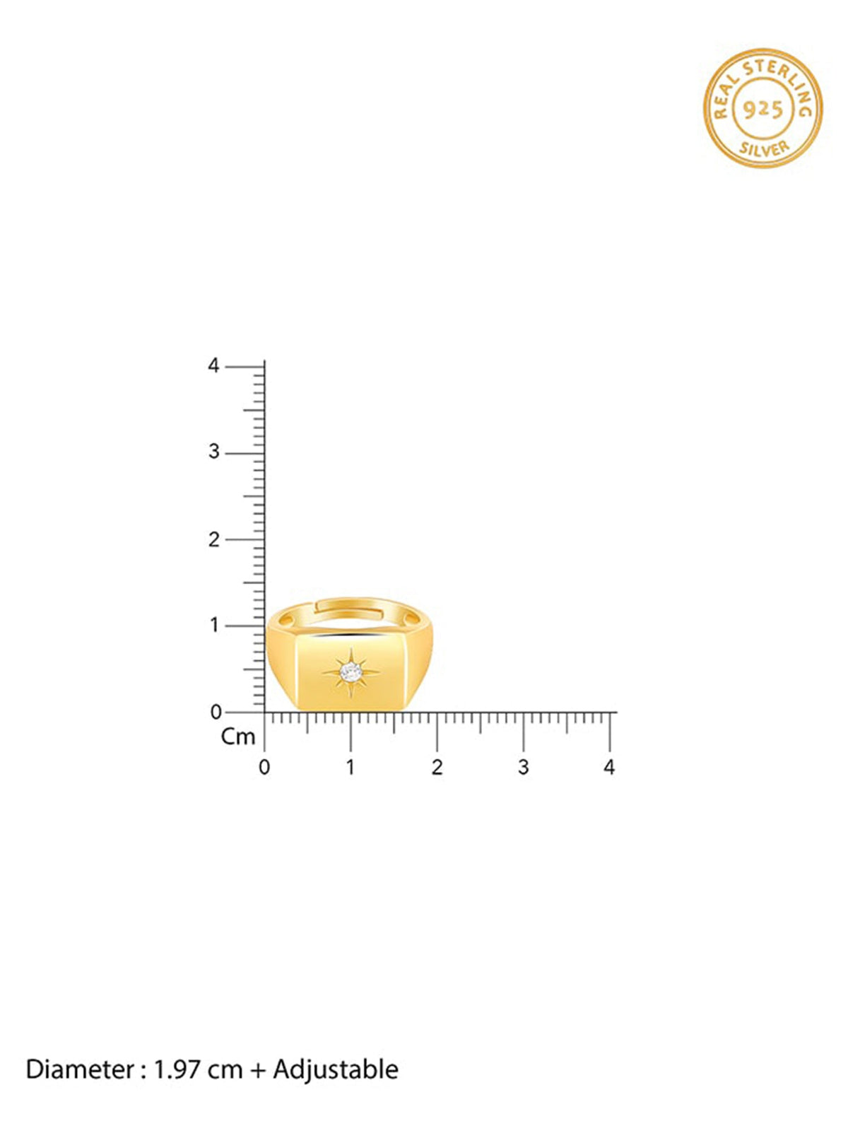 Golden Rise Star Signet Ring for Him (Size 22)