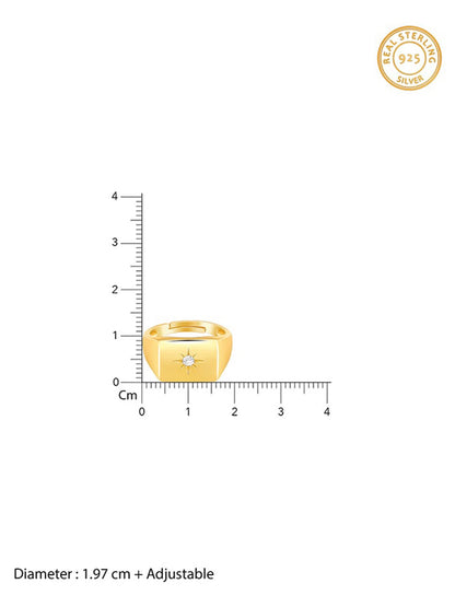 Golden Rise Star Signet Ring for Him (Size 22)