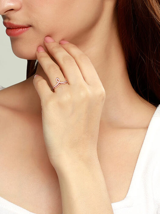 Rose Gold Zircon Flame Ring