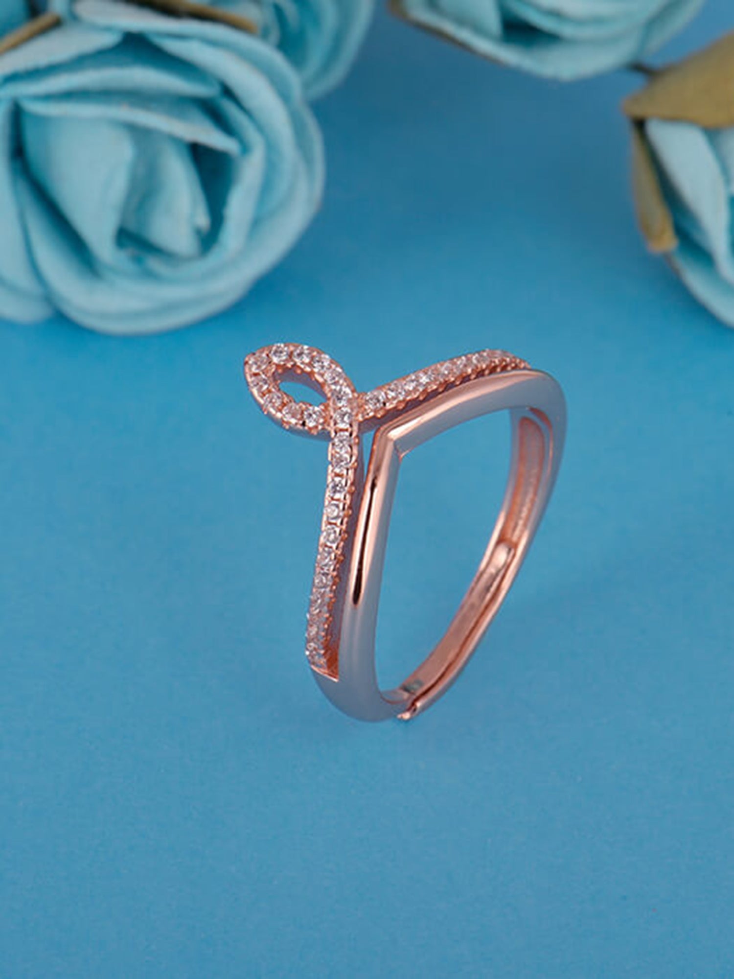 Rose Gold Zircon Flame Ring