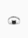 Silver Black Square Ring