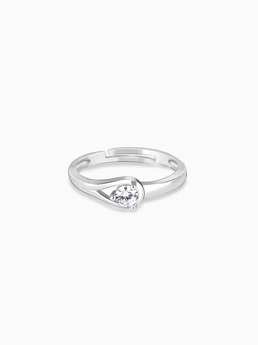Silver Pear Hoop Ring
