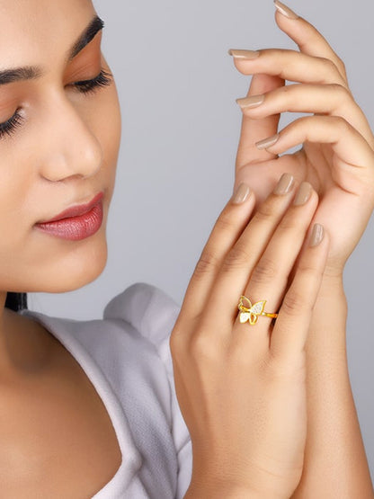 Golden Butterfly Bloom Ring