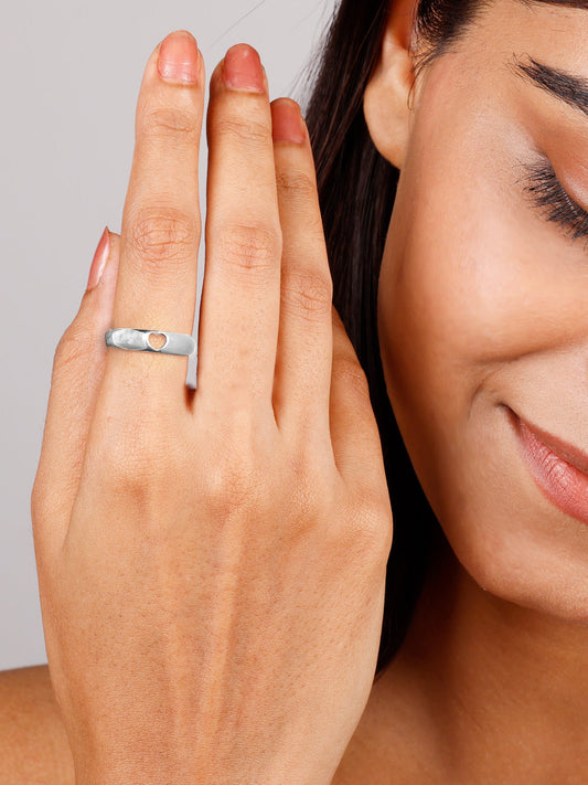 Silver Hollow Heart Ring