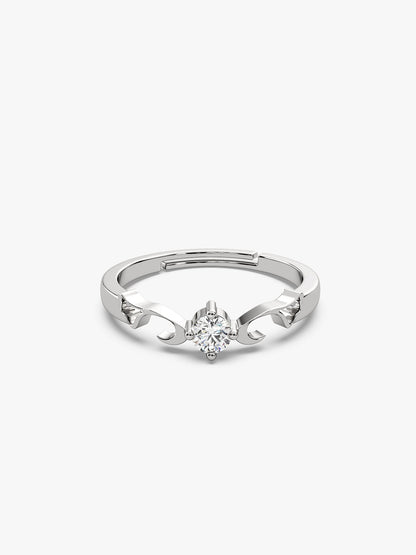 Silver Zircon Beachy Waves Ring