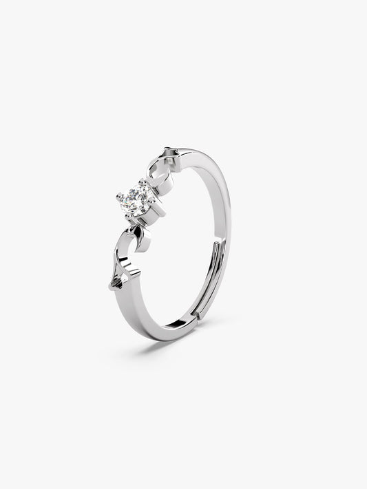 Silver Zircon Beachy Waves Ring