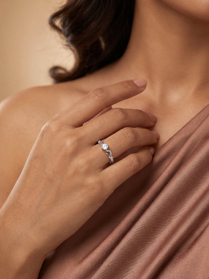 Silver Zircon Beachy Waves Ring