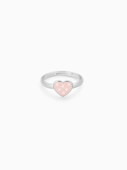 Silver Baby Pink Love Kids Ring