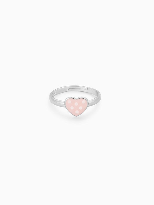 Silver Baby Pink Love Kids Ring
