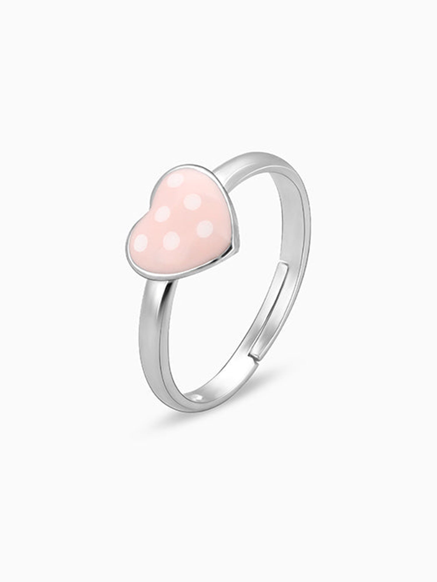 Silver Baby Pink Love Kids Ring