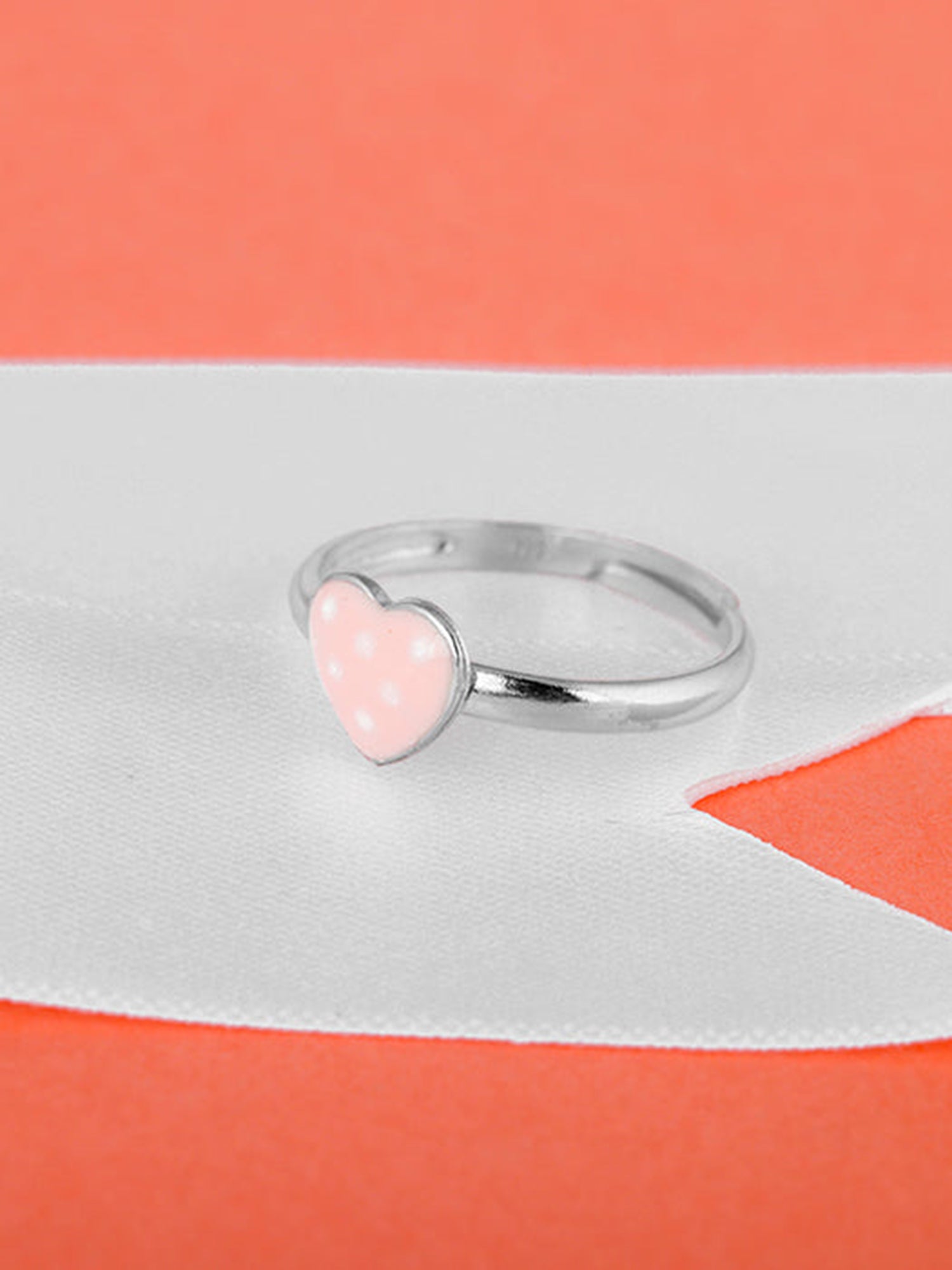 Silver Baby Pink Love Kids Ring