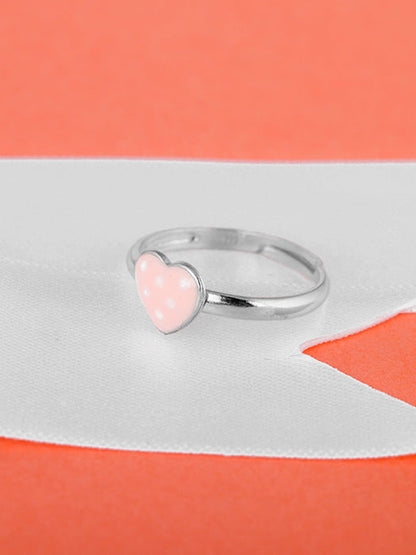 Silver Baby Pink Love Kids Ring