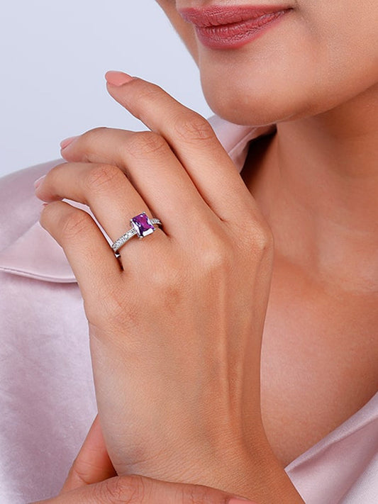 Silver Purple Vibrant Ring