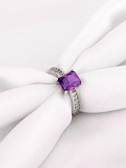 Silver Purple Vibrant Ring