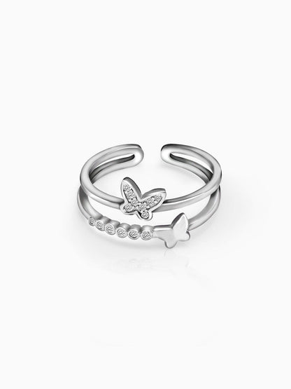 Silver Layered Butterfly Ring