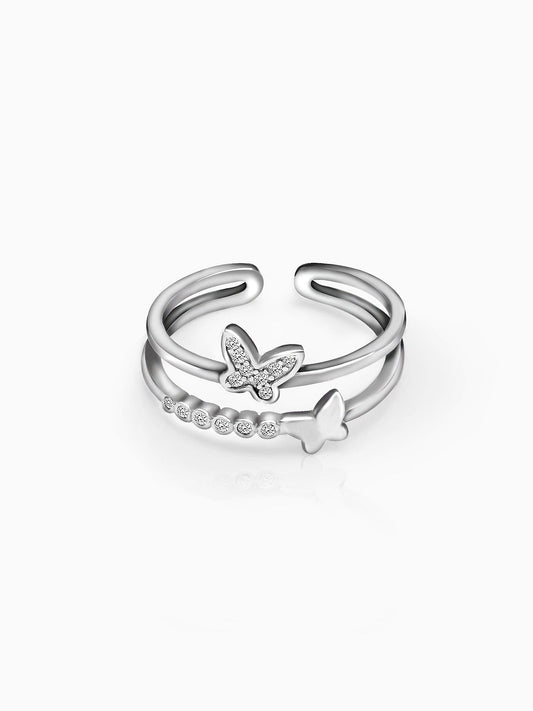 Silver Layered Butterfly Ring