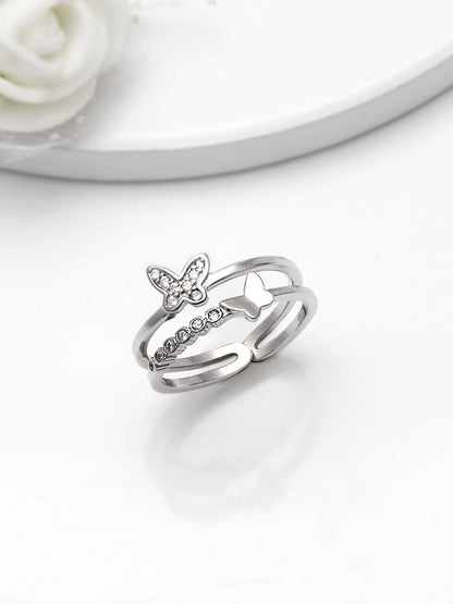 Silver Layered Butterfly Ring
