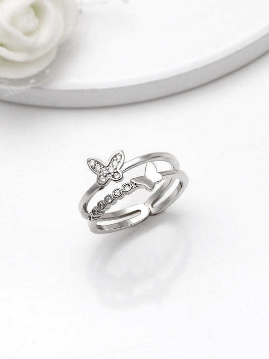 Silver Layered Butterfly Ring