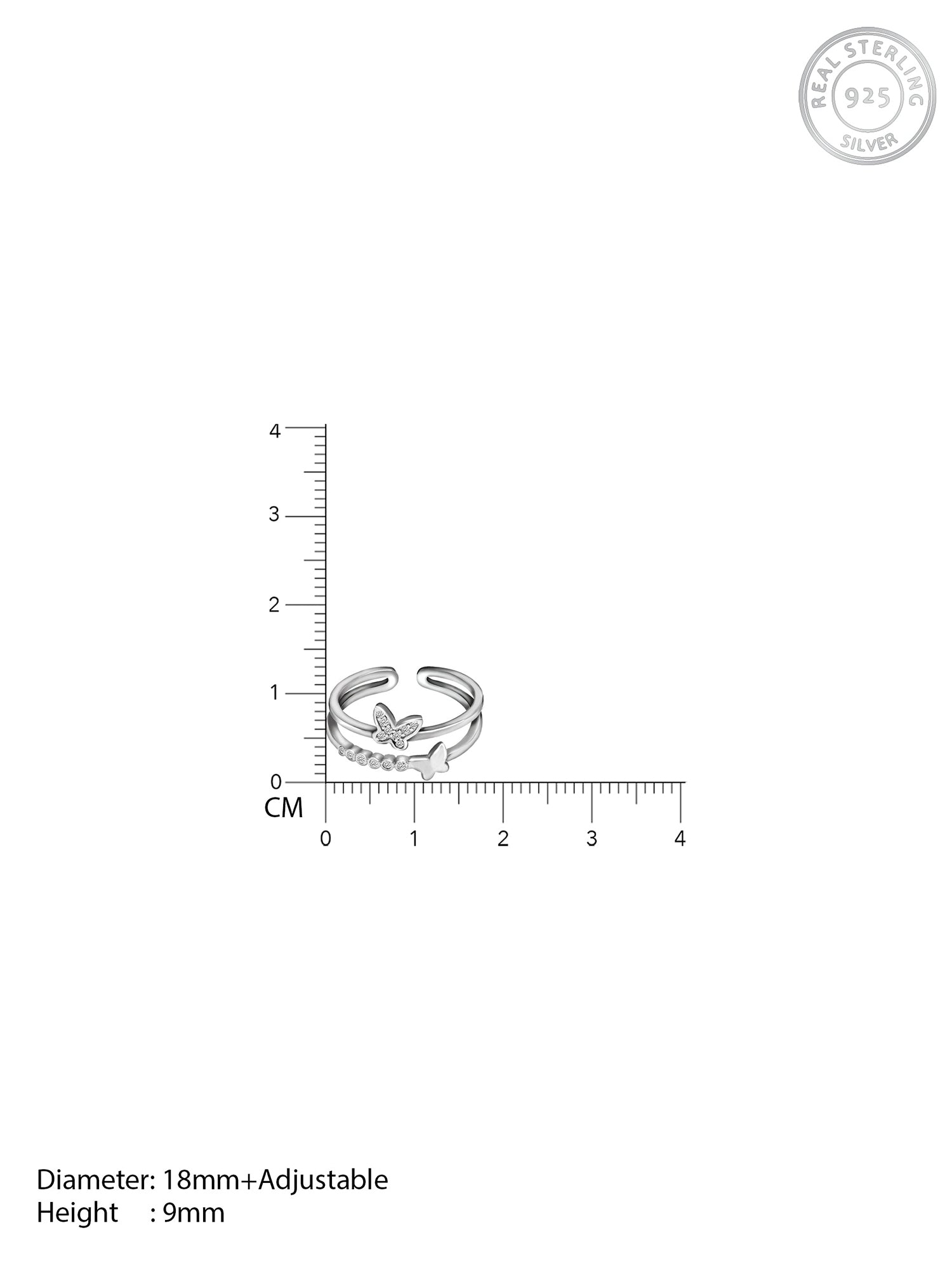 Silver Layered Butterfly Ring