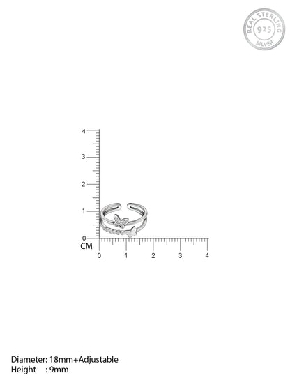 Silver Layered Butterfly Ring
