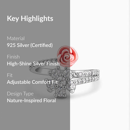Silver Studded Rose Ring
