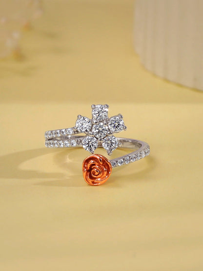 Silver Studded Rose Ring