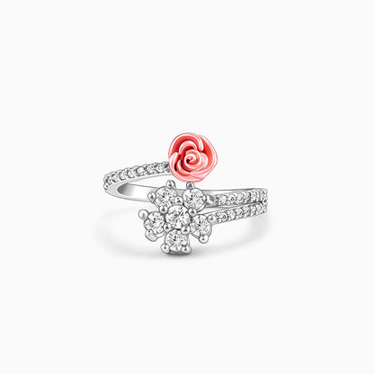 Silver Studded Rose Ring