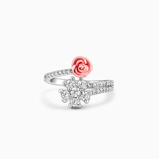 Silver Studded Rose Ring