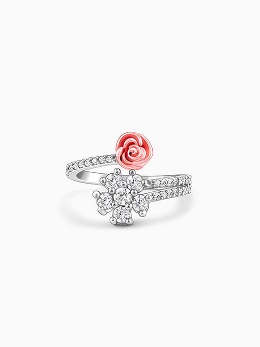Silver Studded Rose Ring