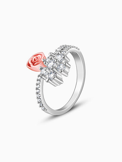 Silver Studded Rose Ring