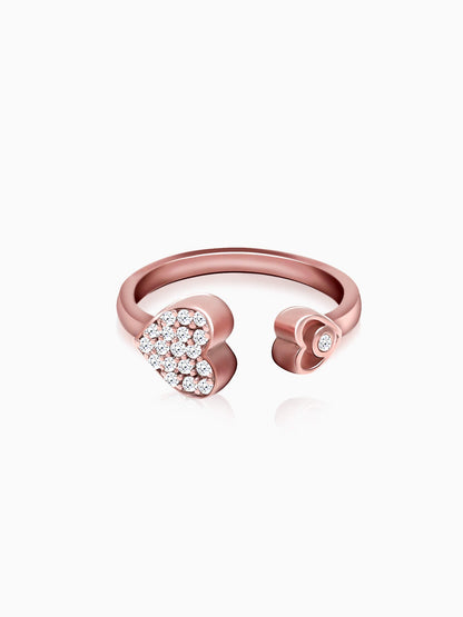 Rose Gold Sparkling Heart Ring