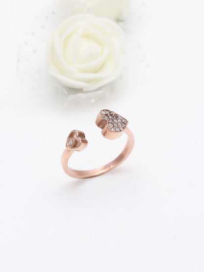 Rose Gold Sparkling Heart Ring