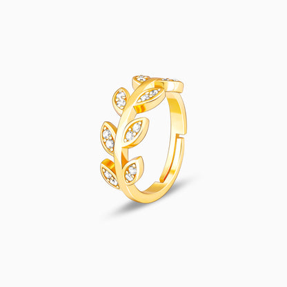 Golden Leafy Embrace Stackable Rings