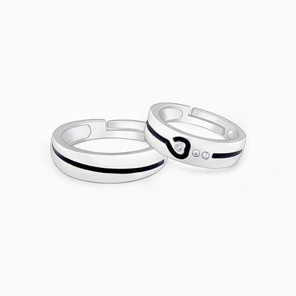 Silver Heart String Couple Rings