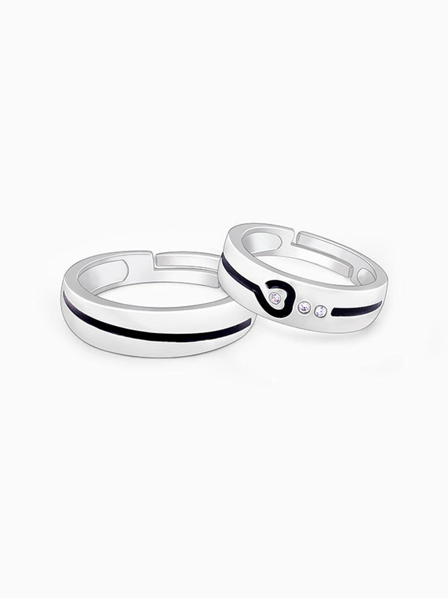 Silver Heart String Couple Rings