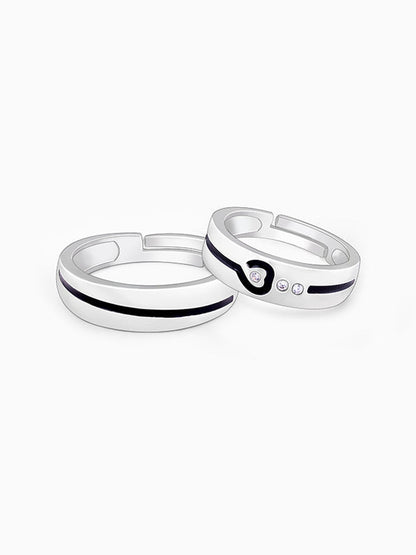 Silver Heart String Couple Rings