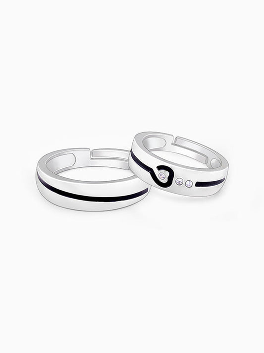 Silver Heart String Couple Rings