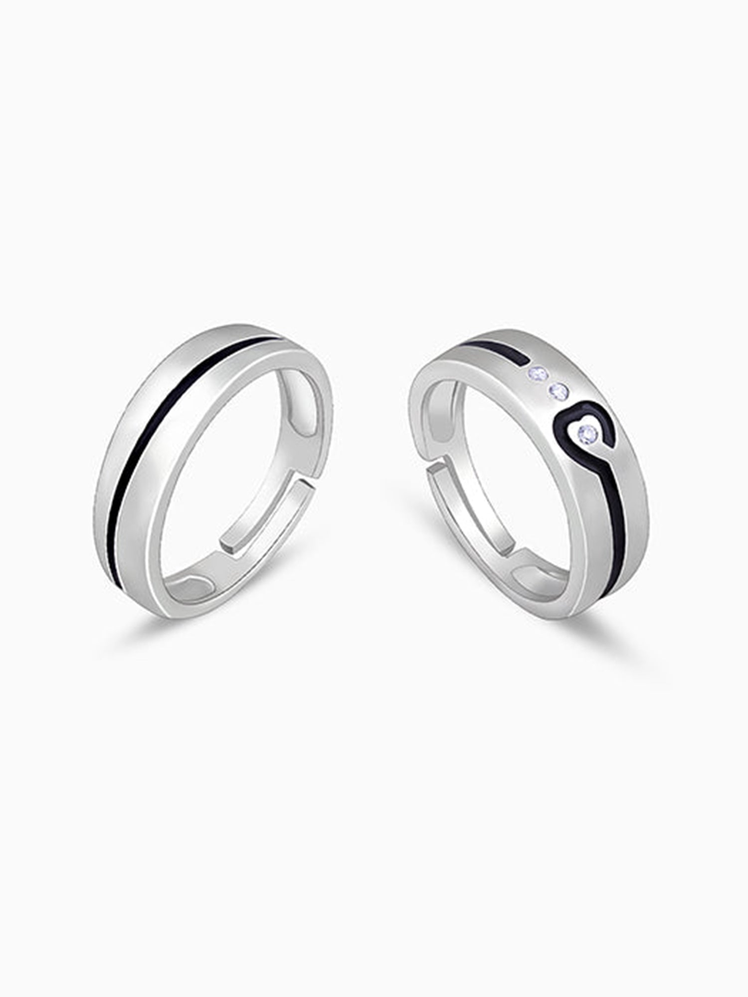 Silver Heart String Couple Rings