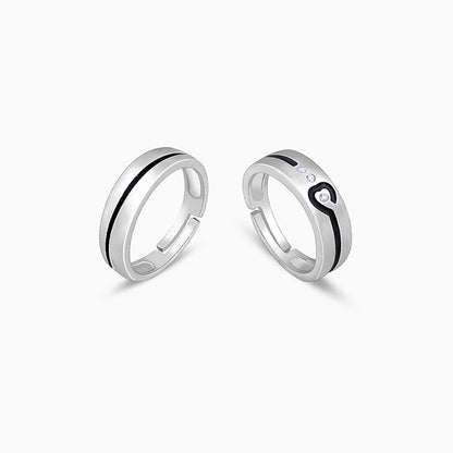 Silver Heart String Couple Rings