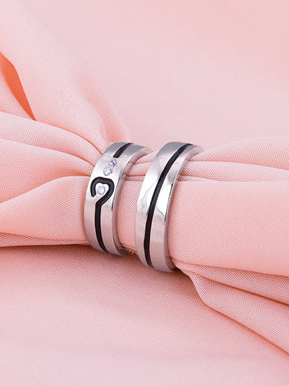 Silver Heart String Couple Rings