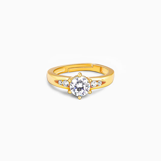 Golden Sparkling Solitaire Ring