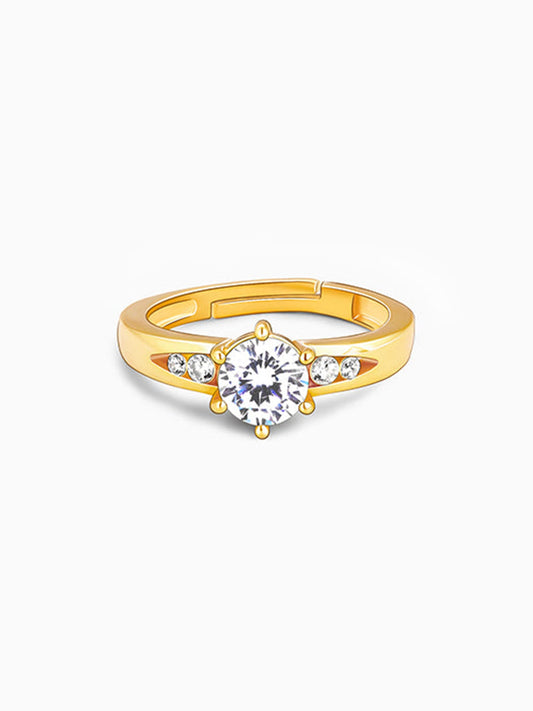 Golden Sparkling Solitaire Ring