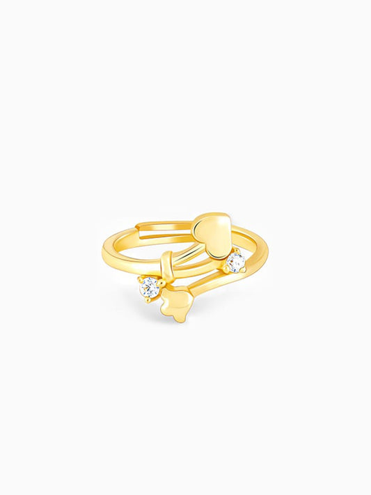 Golden Zircon Studded Blooming Love Ring