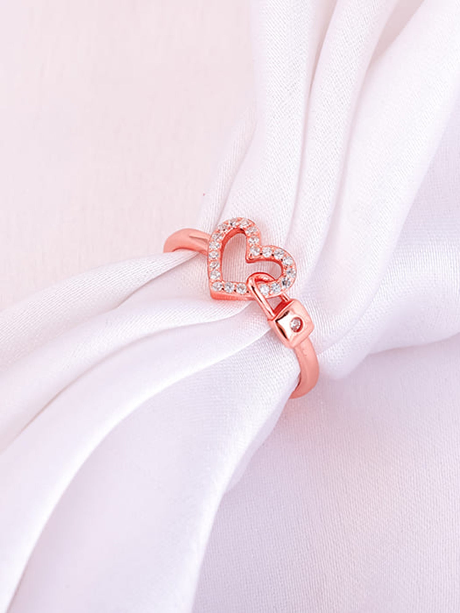 Rose Gold Love Lock Ring
