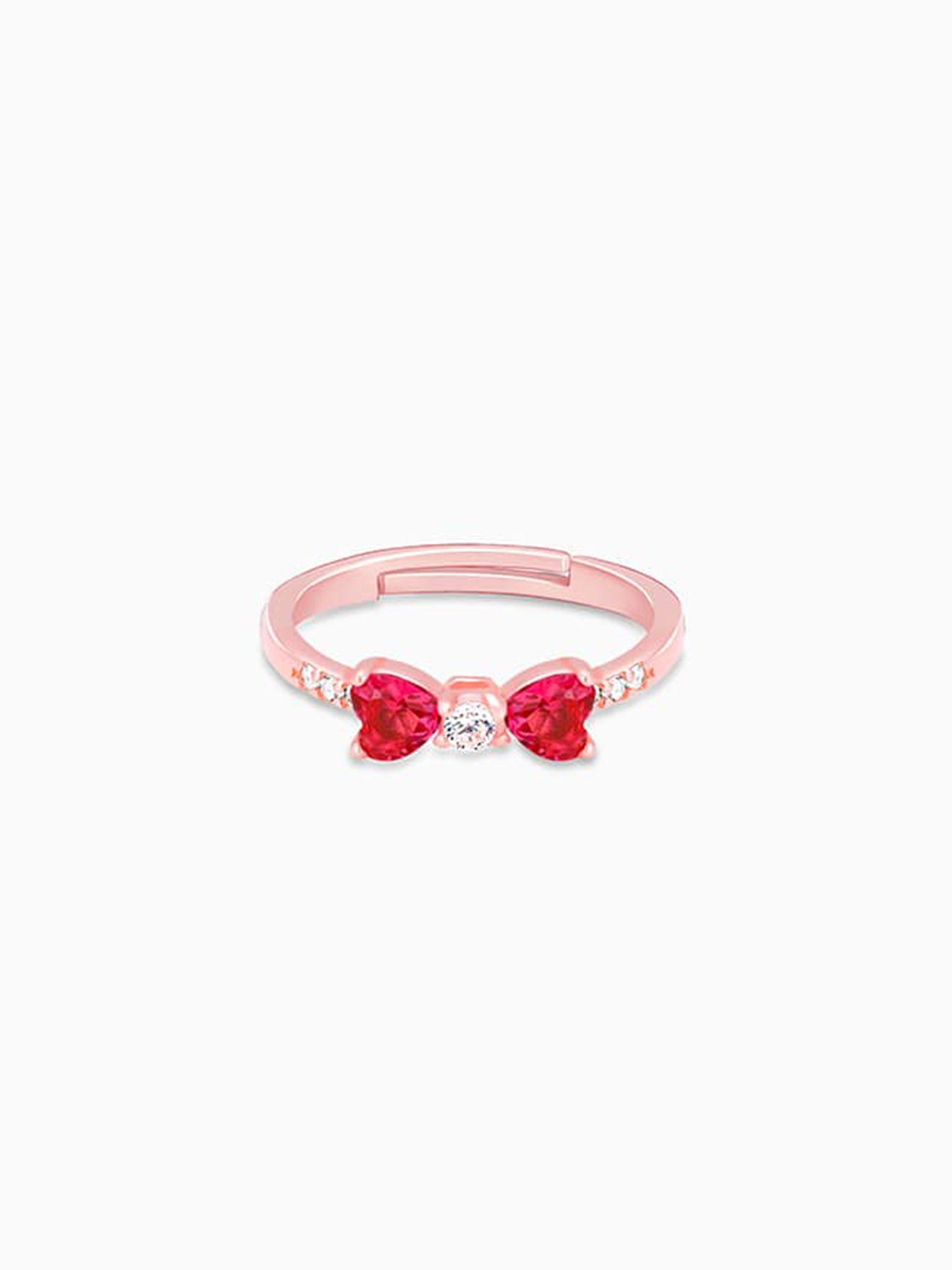 Rose Gold Cherry Bow Heart Ring